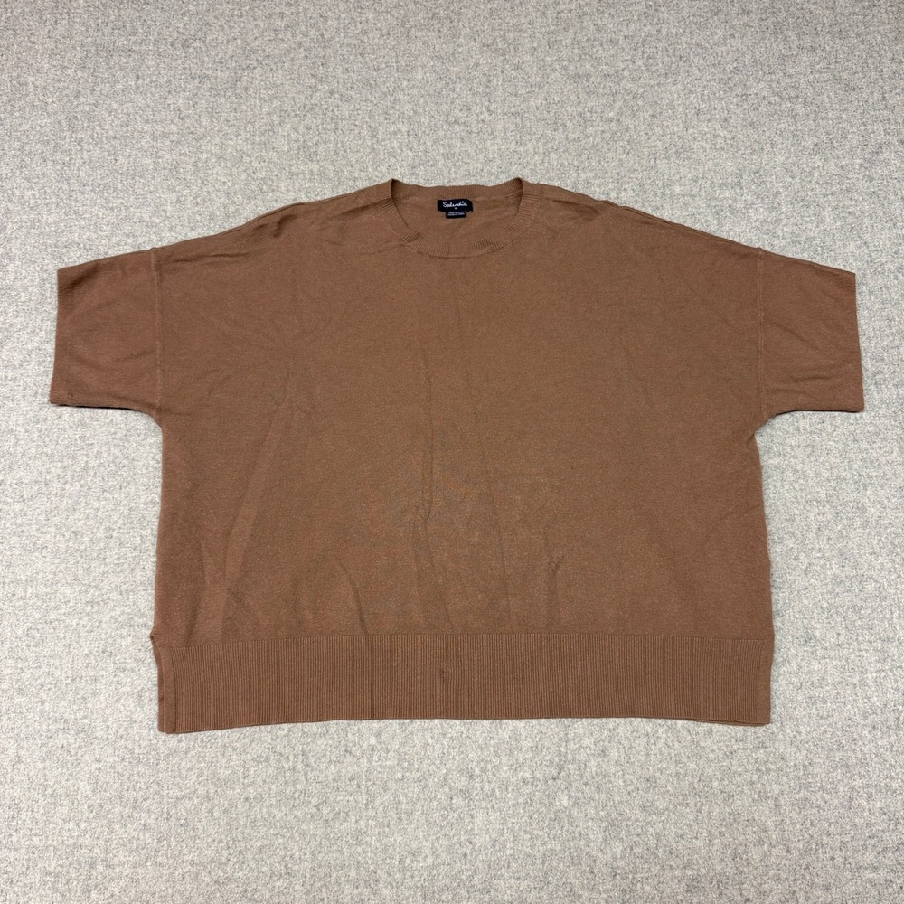 Splendid | Short Sleeve Sweater | M | Brown | Knit Crew Neck Relaxed Fit 1827174